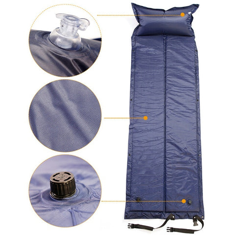 Single Sleeping Bed Inflatable Outdoor Camping Mat Portable Roll Self Inflating Pillow Air Mattress Picnic Beach Mat Pad