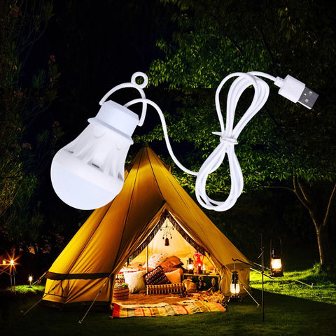 1 Pcs 5V LED 5W USB Bulb Light Portable Camping Light Hanging Lantern Lamp  for Hiking Tent Travel Work with Power Bank Notebook